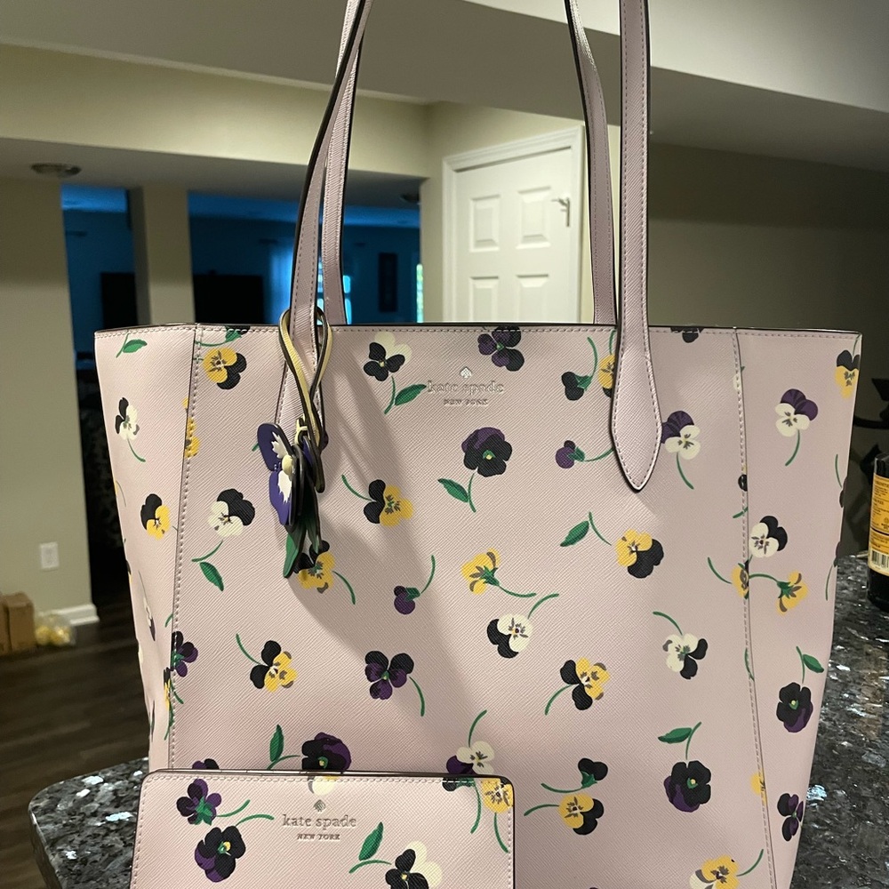 Kate Spade Pansy Floral Tote Bag and Wallet